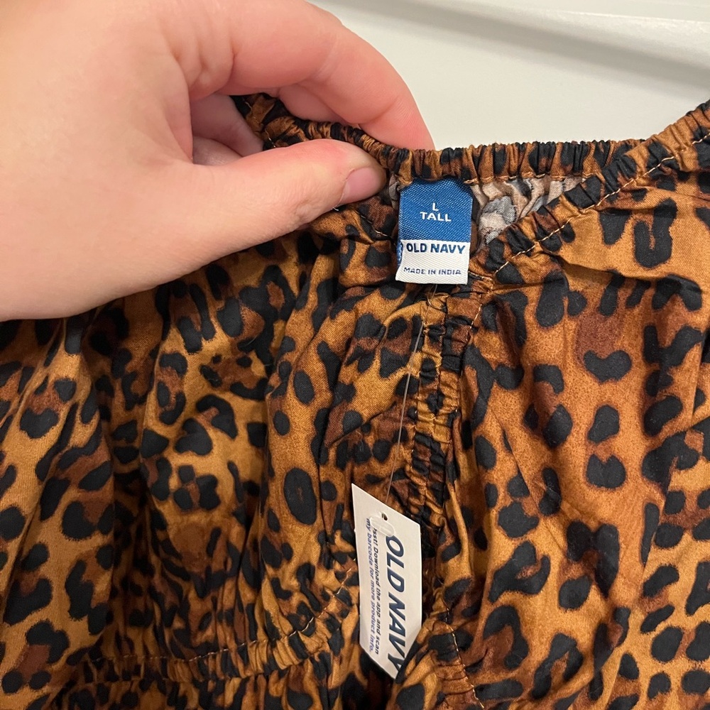 NWT O.N. Leopard Mini Dress - Large Tall - Picture 4 of 4